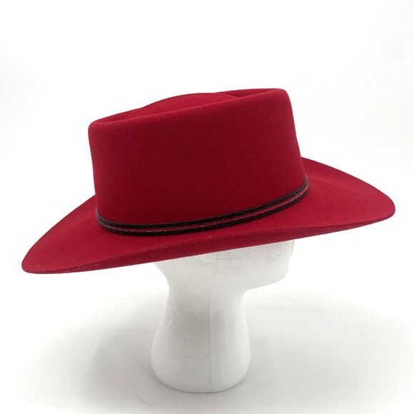 Vtg Charlie 1 Horse Red Wool Cowboy Hat Cowgirl 6-7/8 Western Flare Hatband Boho main image 9
